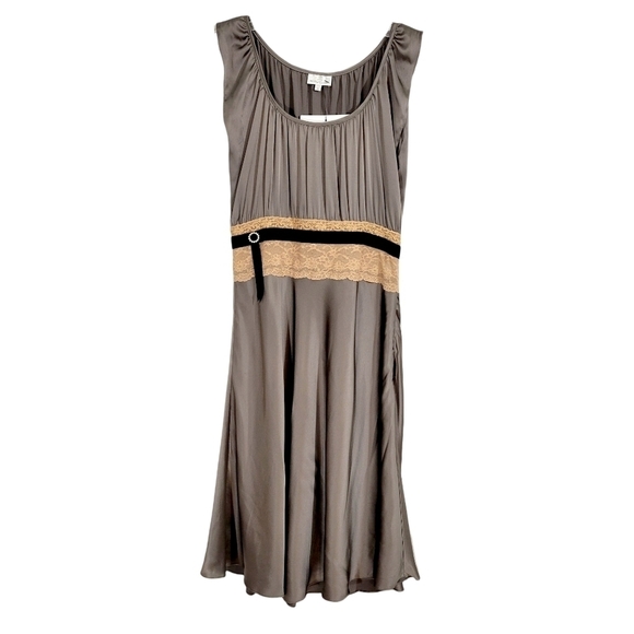 Miguelina Gray & Pink Silk Lace Boho Peasant Dress - Picture 4 of 10